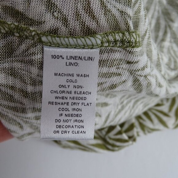Ann Taylor Loft Leaf Print Linen Tie Front Top Women Size XS Green  Short Sleeve - Picture 6 of 8